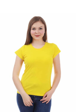 Жёлтая женская футболка с лайкрой Жёлтая женская футболка с лайкрой