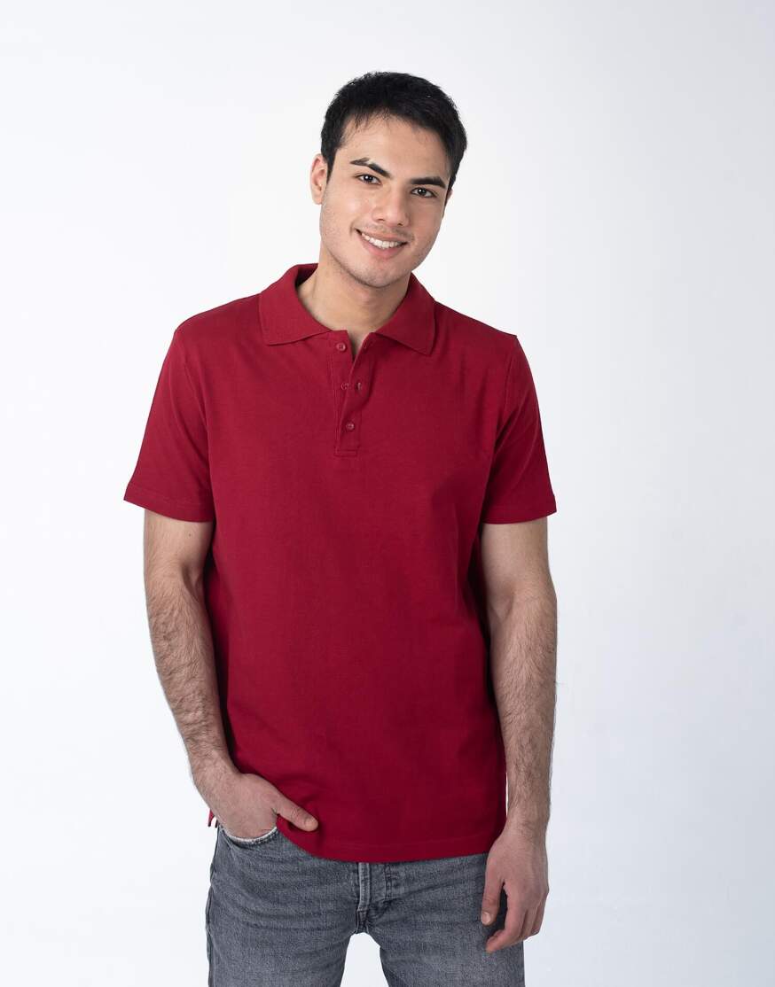 Бордовая рубашка ПОЛО мужская оптом