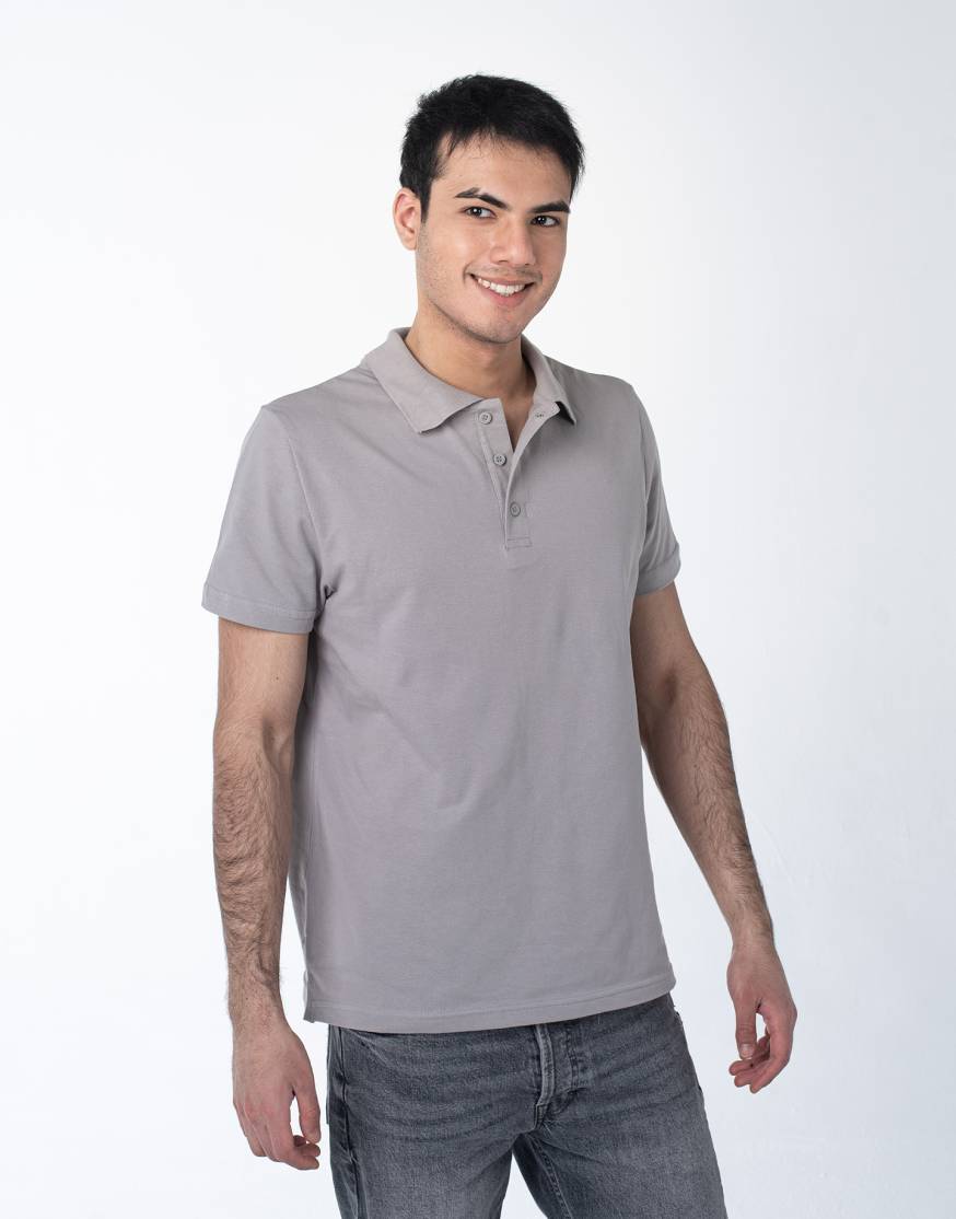 Мужская рубашка ПОЛО с эластаном серый меланж оптом