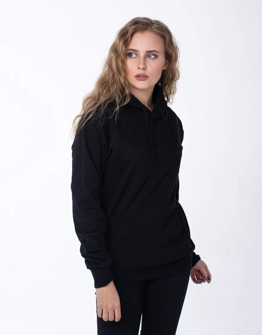 Чёрная толстовка с капюшоном женская оптом